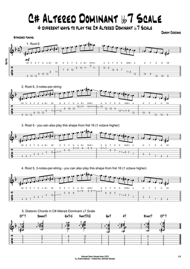 C# Altered Dominant bb7 Scale (4 Ways to Play)