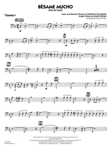 Bésame Mucho (Kiss Me Much) (arr. Rick Stitzel) - Trombone 4