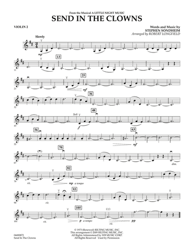 Send in the Clowns (from A Little Night Music) (arr Robert Longfield) - Violin 2