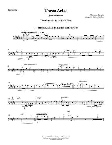 Three Arias from the opera The Girl of the Golden West for Trombone and Piano