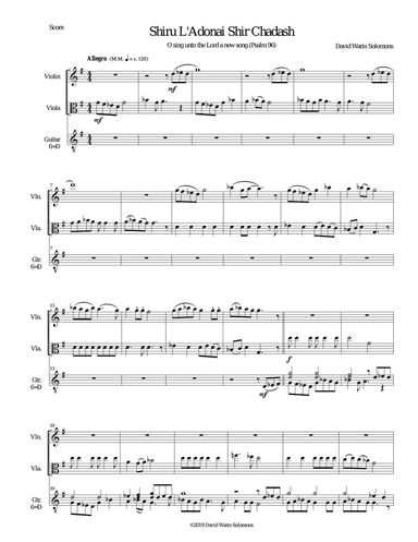 Shiru l'adonai shir chadash - O sing unto the Lord a new song violin, viola and guitar