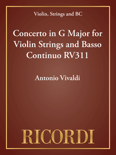 Concerto in G Major for Violin Strings and Basso Continuo RV311