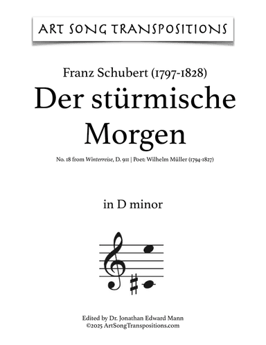 SCHUBERT: Der stürmische Morgen, D. 911 no. 18 (transposed to D minor)