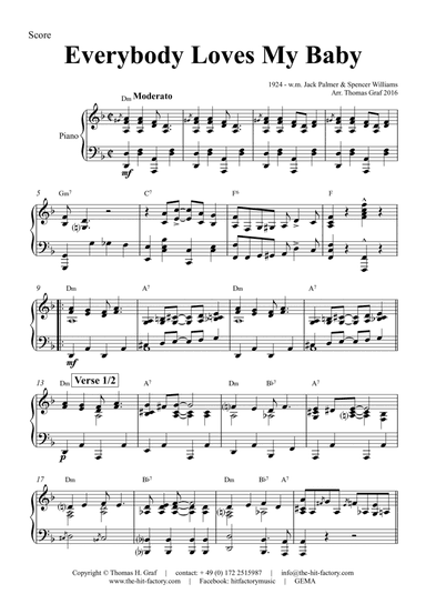 Everybody Loves My Baby - Jazz Classic - F - Piano Solo