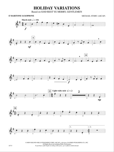 Holiday Variations (Based on "God Rest Ye Merry, Gentlemen"): E-flat Baritone Saxophone