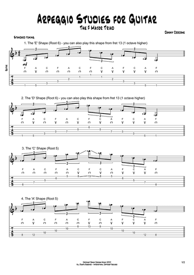 Arpeggio Studies for Guitar - The F Major Triad
