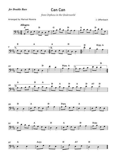 Can Can - J. Offenbach - Double Bass solo (with chords)
