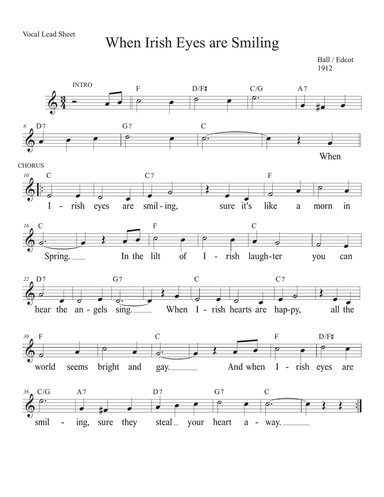 When Irish Eyes are Smiling (Key of C)