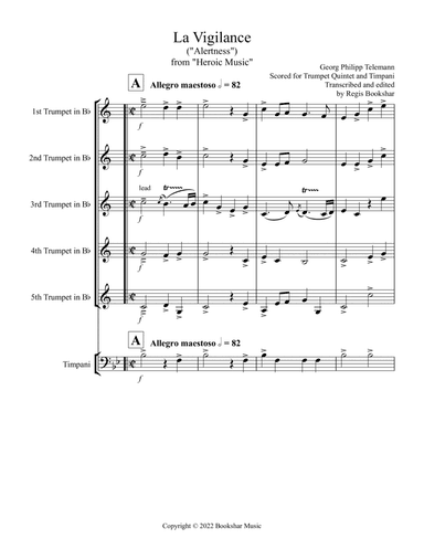 La Vigilance (from "Heroic Music") (Bb) (Trumpet Quintet, Timpani)