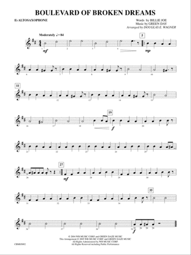 Boulevard of Broken Dreams: E-flat Alto Saxophone