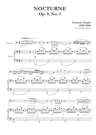 Nocturne Op. 9, No. 1 for Bassoon and Piano