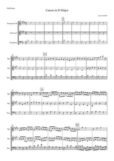 Canon in D Major (Johann Pachelbel) for Brass Trio