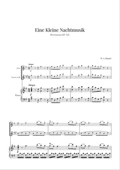 Eine Kleine Nachtmusik for Oboe, Clarinet and Piano