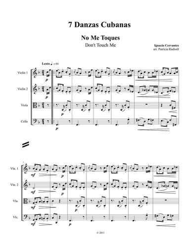 7 Danzas Cubanas, SCORE for string quartet
