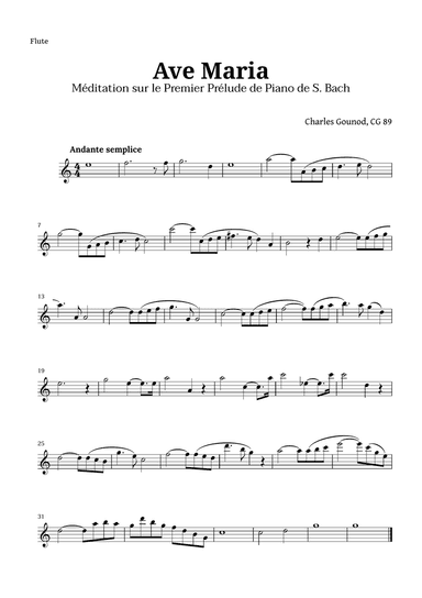 Ave Maria by Gounod for Flute Solo