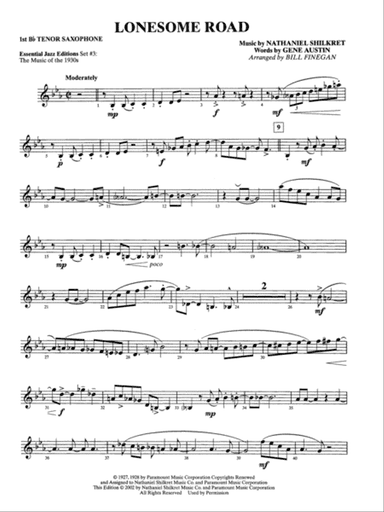 Lonesome Road: B-flat Tenor Saxophone