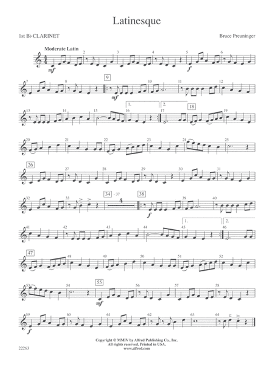 Latinesque: 1st B-flat Clarinet