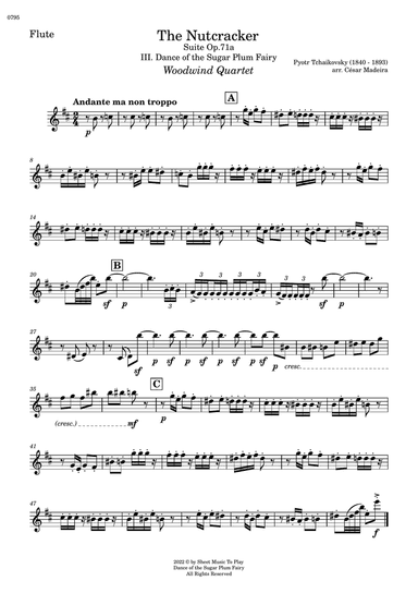 Dance of the Sugar Plum Fairy - Woodwind Quartet (Individual Parts)