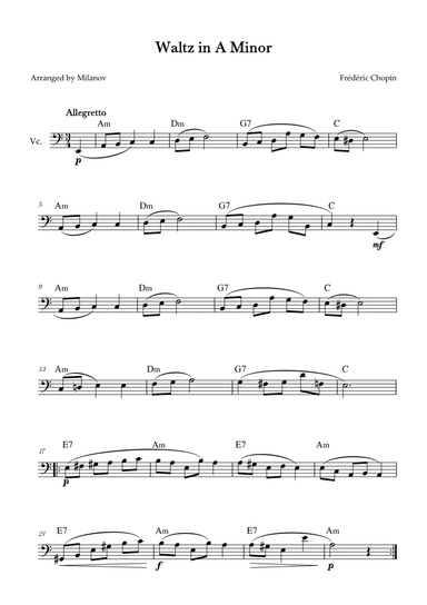 Waltz in A Minor | B. 150, Op. Posth. | Chopin | Cello | Chords