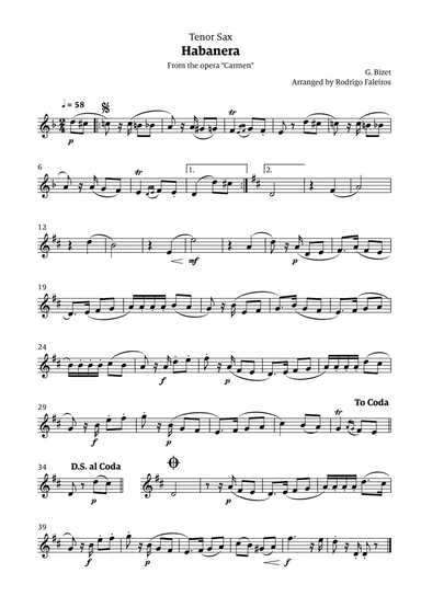 Habanera (for solo tenor sax)