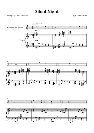 Silent Night - Baritone saxophone and piano