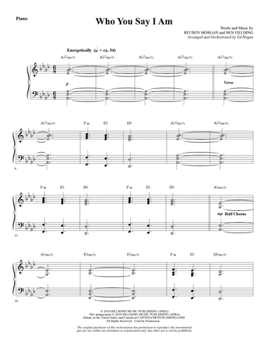 Who You Say I Am (arr. Ed Hogan) - Piano