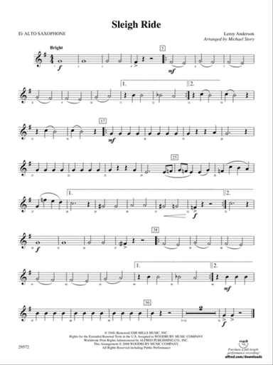 Sleigh Ride: E-flat Alto Saxophone