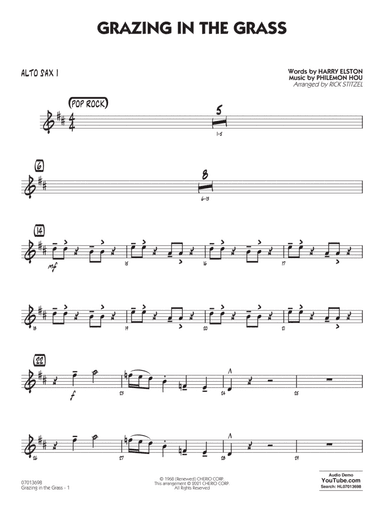Grazing in the Grass (arr. Rick Stitzel) - Alto Sax 1
