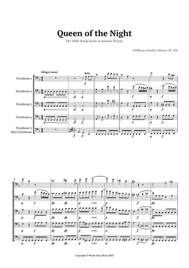 Queen of the Night Aria by Mozart for Trombone Quintet
