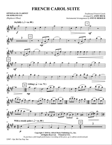 A French Carol Suite: 2nd B-flat Clarinet