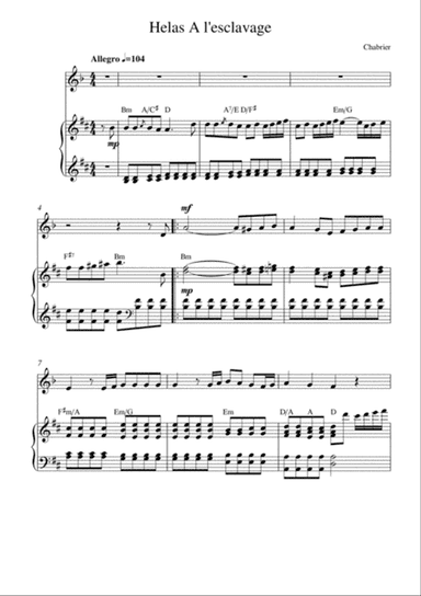 Helas! A l'esclavage (from Le roi malgré lui)