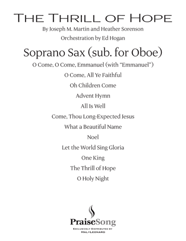 The Thrill of Hope (A New Service of Lessons and Carols) - Soprano Sax (sub. Oboe)