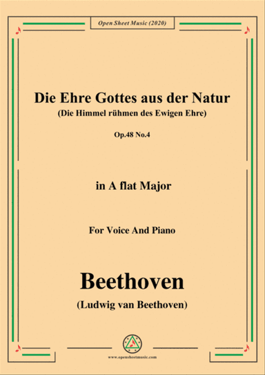Beethoven-Die Ehre Gottes aus der Natur,in A flat Major,for Voice and Piano