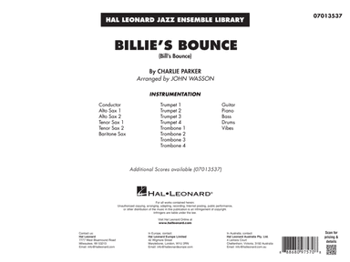 Billie's Bounce (arr. John Wasson) - Conductor Score (Full Score)