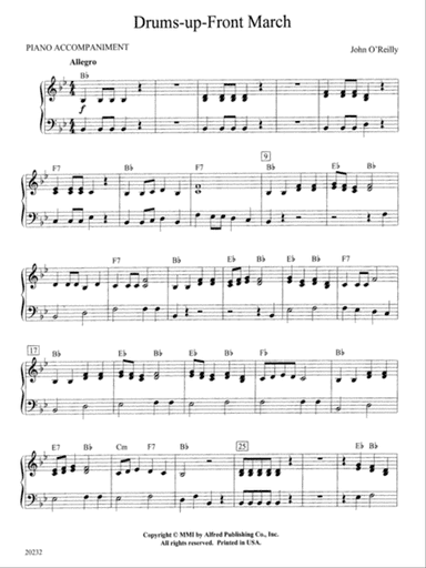 Drums-up-Front March: Piano Accompaniment