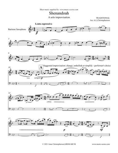 Shenandoah - Solo Baritone Sax
