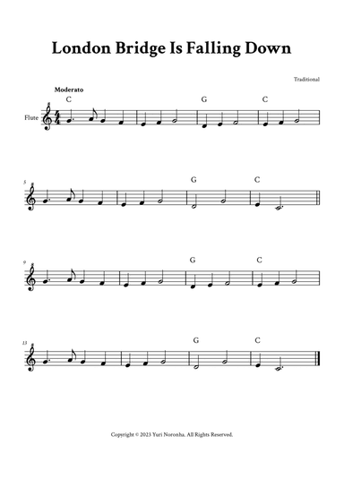 London Bridge Is Falling Down - Easy Flute (C Major)