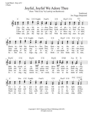 Joyful, Joyful We Adore Thee (Ode to Joy) (Key of C)