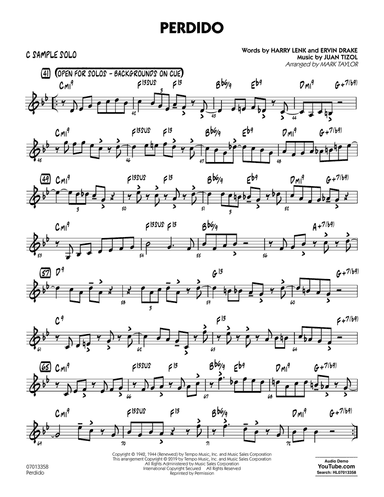 Perdido (arr. Mark Taylor) - C Sample Solo