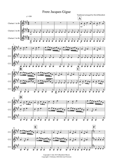 Frere Jacques Gigue for Clarinet Trio