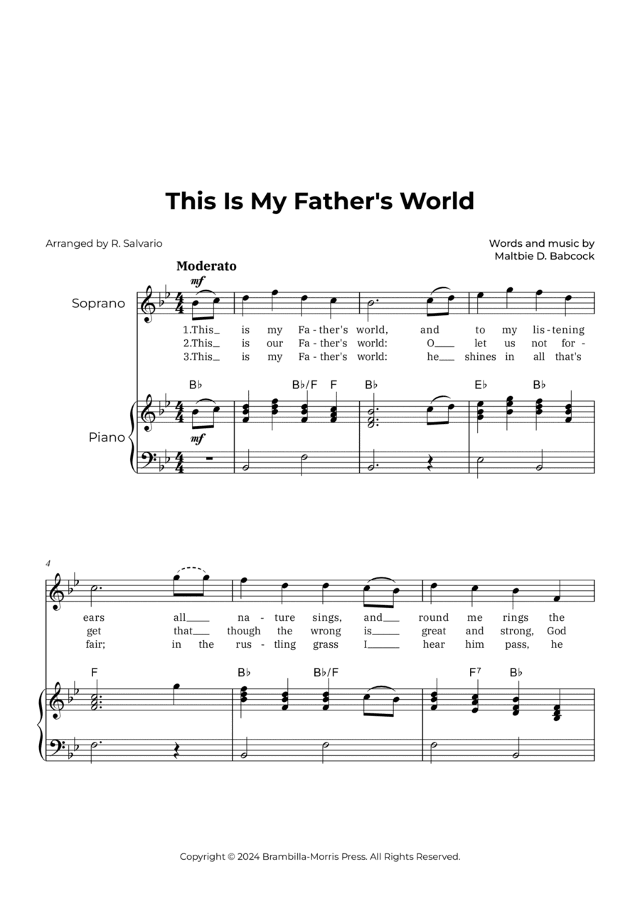 This Is My Father's World (Key of B-Flat Major)