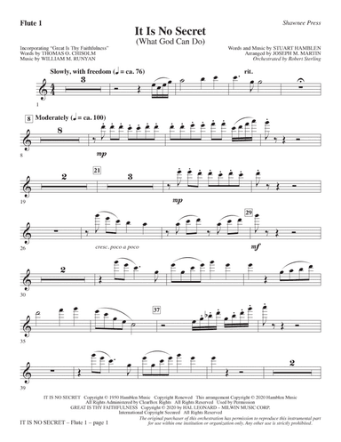 It Is No Secret (What God Can Do) (arr. Joseph M. Martin) - Flute 1