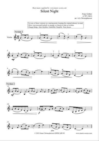 Silent Night - Solo Violin