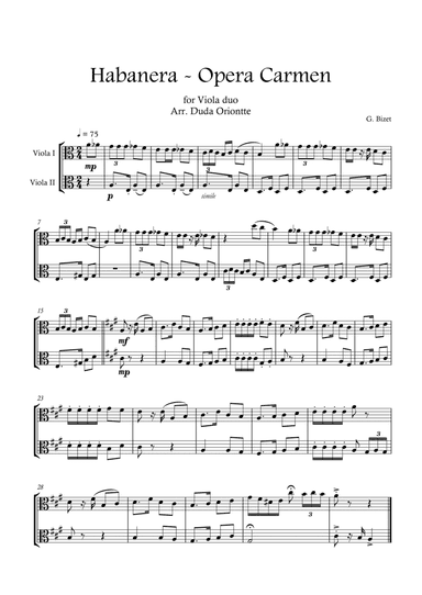 Carmen HABANERA - Bizet ( Viola DUO) Student