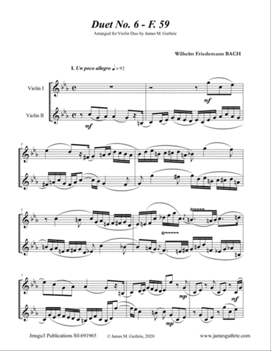 WF Bach: Duet No. 6 for Violin Duo