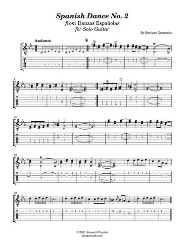 Spanish Dance No. 2 (for Solo Guitar) (Melody only)