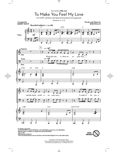 To Make You Feel My Love (arr. Kirby Shaw)