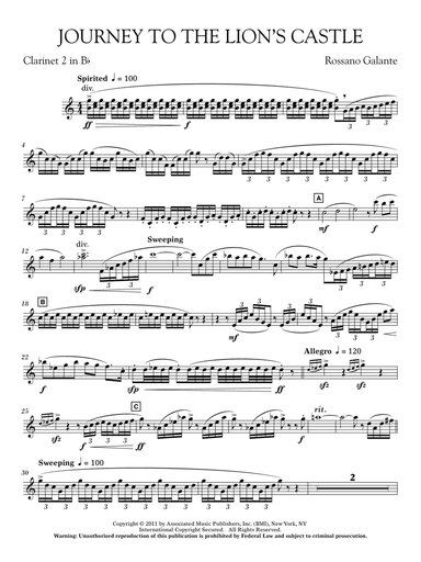 Journey to the Lion's Castle - Bb Clarinet 2