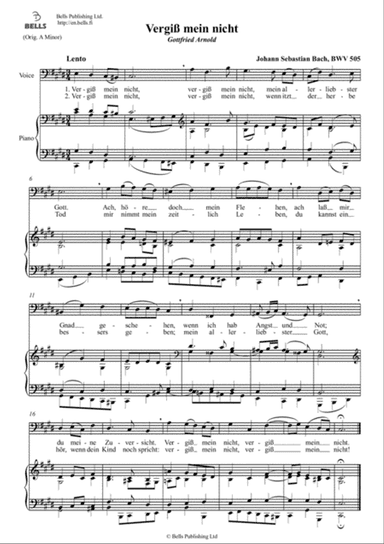 Vergiss mein nicht, BWV 505 (C-sharp minor)
