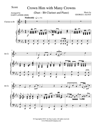 CROWN HIM WITH MANY CROWNS (Duet – Bb Clarinet and Piano/Score and Parts)